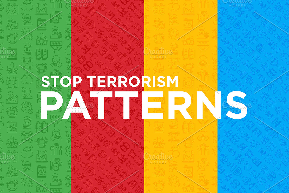 Stop Terrorism Patterns Collection, a Pattern Graphic by Alex Blogoodf (Photo 6 of 9)