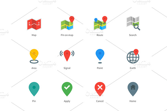 Map Gps And Navigation Color Icons