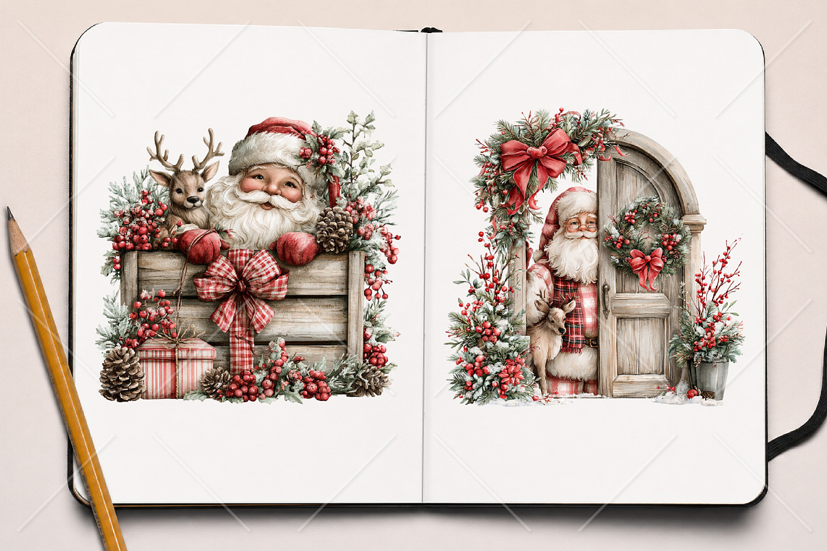 Peeking Santa Reindeer Christmas PNG, a Seasonal Illustration by Canvas Craft (Photo 8 of 10)