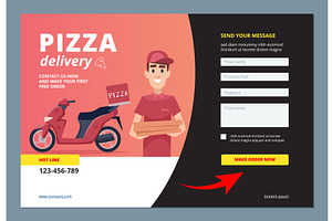 Pizza landing. web page template for, a Food Illustration by Onyx