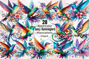 Fancy Hummingbird Sublimation Clipar, an Illustration by SVGArt