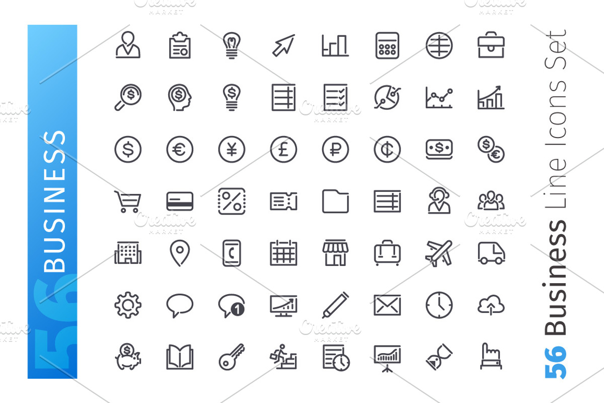 Business Line Icons Set, an Icon by Voysla's Shop (Photo 2 of 4)