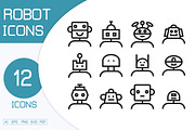 Cartoon Robot Profile Icons, an Outline Icon by Designfour (Thumbnail 1 of 7)