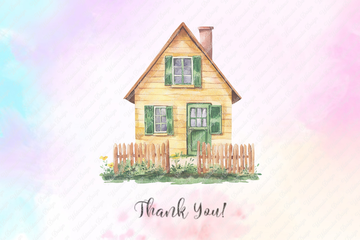 Watercolor Little Wooden House Clipa, an Illustration by Watercolor design (Photo 9 of 12)