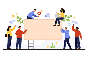 Diverse People Presenting Blank, a Person Illustration by Flashvector