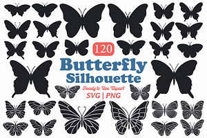 Butterfly Silhouette Vector Bundle, an Animal Illustration by Kusumaillustration