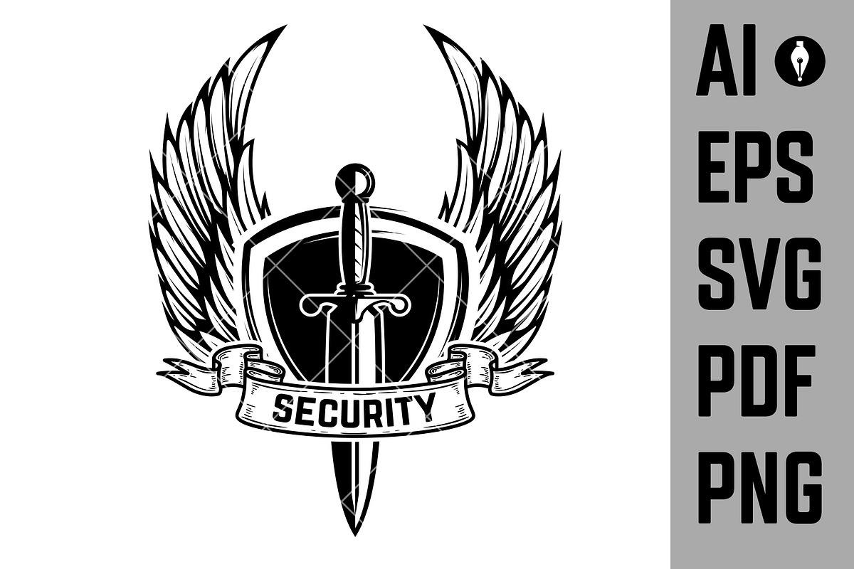 Set of security emblems with swords, a Branding & Logo Template by ...