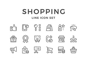 Set Line Icons Of Shopping