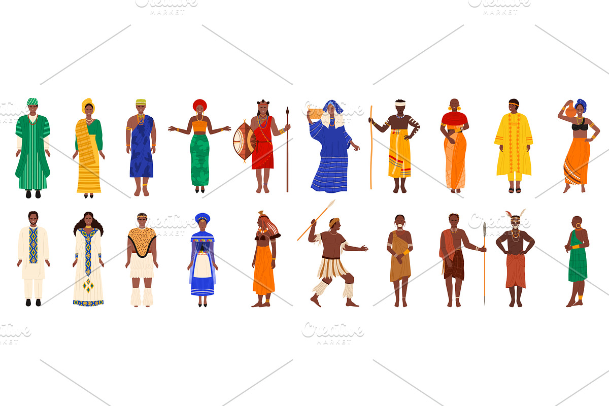 African people in traditional tribal, a Person Illustration by Flashvector