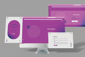 Computer with UI Screen Mockup, an Advertising Mockup by skybluecreative