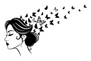 Woman Butterfly Hair Silhouette, an Object Illustration by yasushie (Thumbnail 7 of 31)