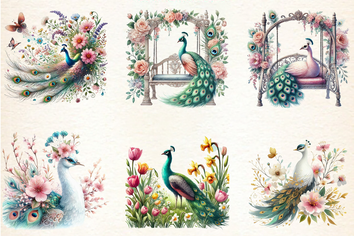 Spring Peacock Clipart, a Seasonal Illustration by DreamArtGraphic (Photo 4 of 4)
