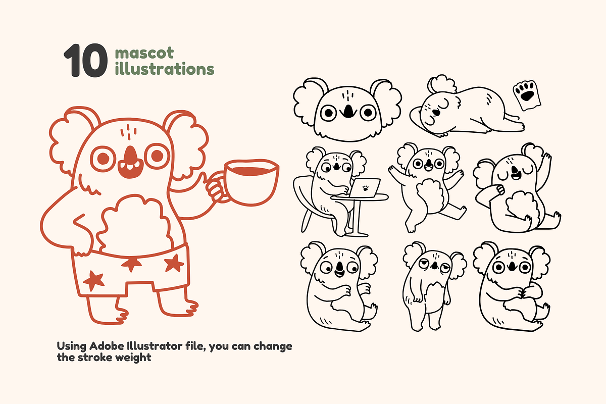 Mascot logo & coffee shop line art, a Graphic by Heartwarming Art (Photo 4 of 12)