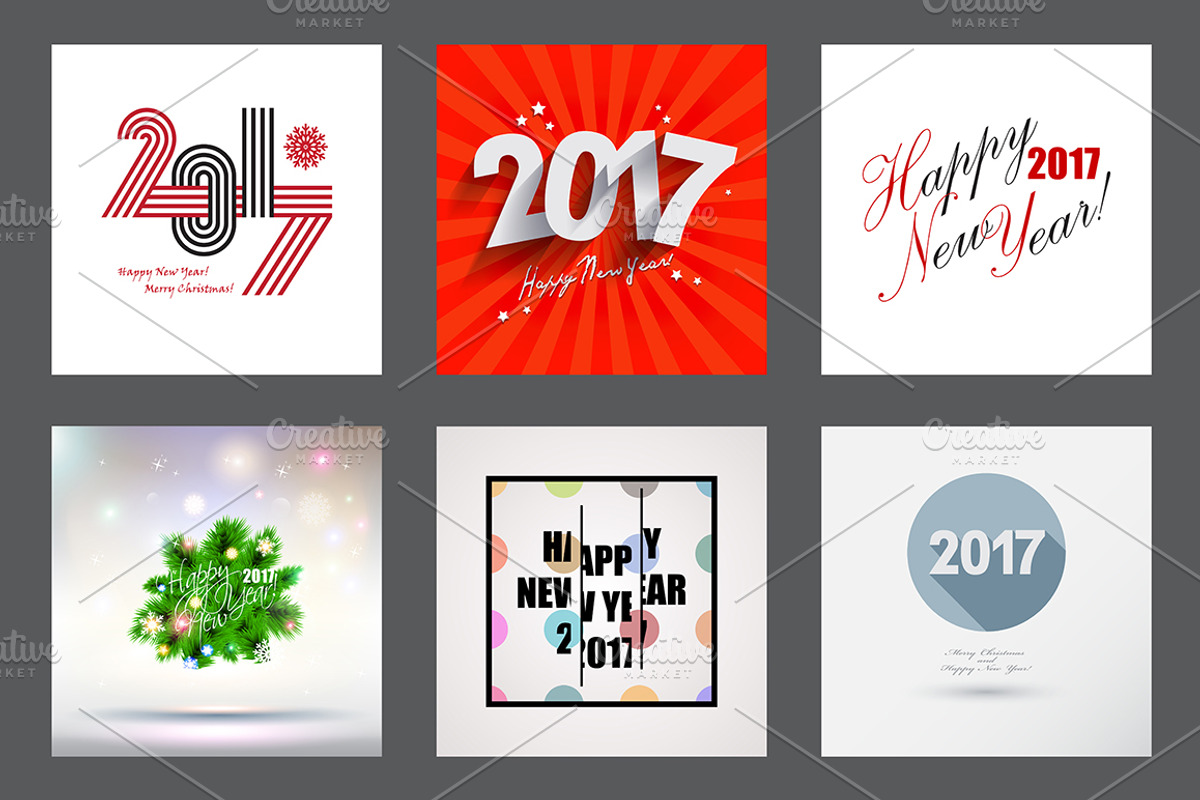 2017 Happy New Year Greeting Cards, a Background Graphic by GalaStudio (Photo 4 of 10)