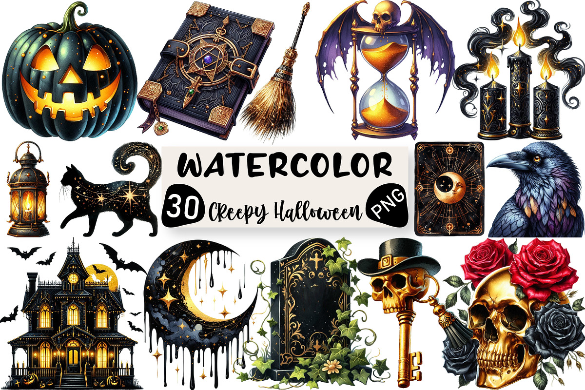 Creepy Black and Gold Halloween, an Illustration by Black Bird Studio (Photo 1 of 6)