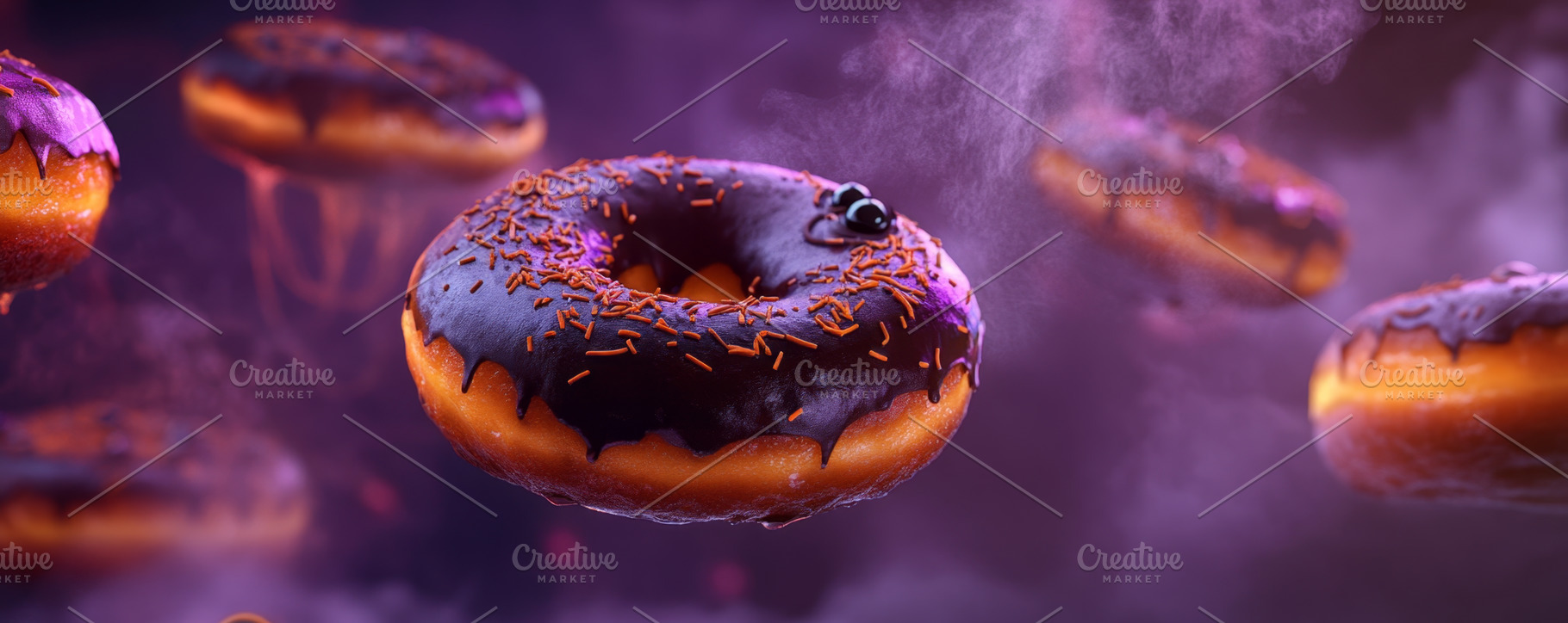 Spooky Halloween Donuts with Candy Eyes and Sprinkles, an Abstract Photo by Natalia Klenova's Shop