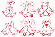 Valentines Goose Couple Hand-Drawn, an Illustration by Craft Nest (Thumbnail 6 of 8)