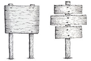 Ink drawings of old wooden signposts, an Object Illustration by javi.ruiz (Thumbnail 3 of 6)
