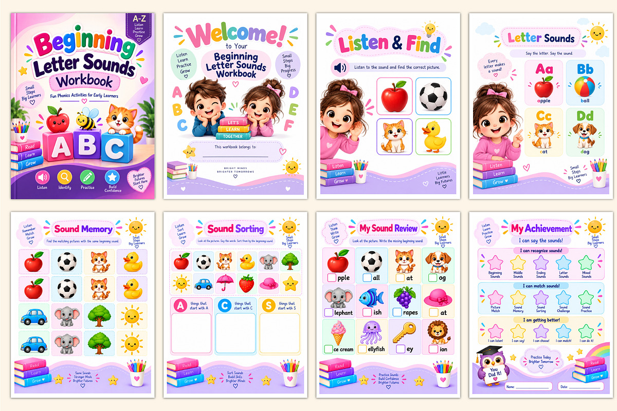 Beginning Letter Sounds Workbook, a Stationery Template by Shumaya (Photo 2 of 5)
