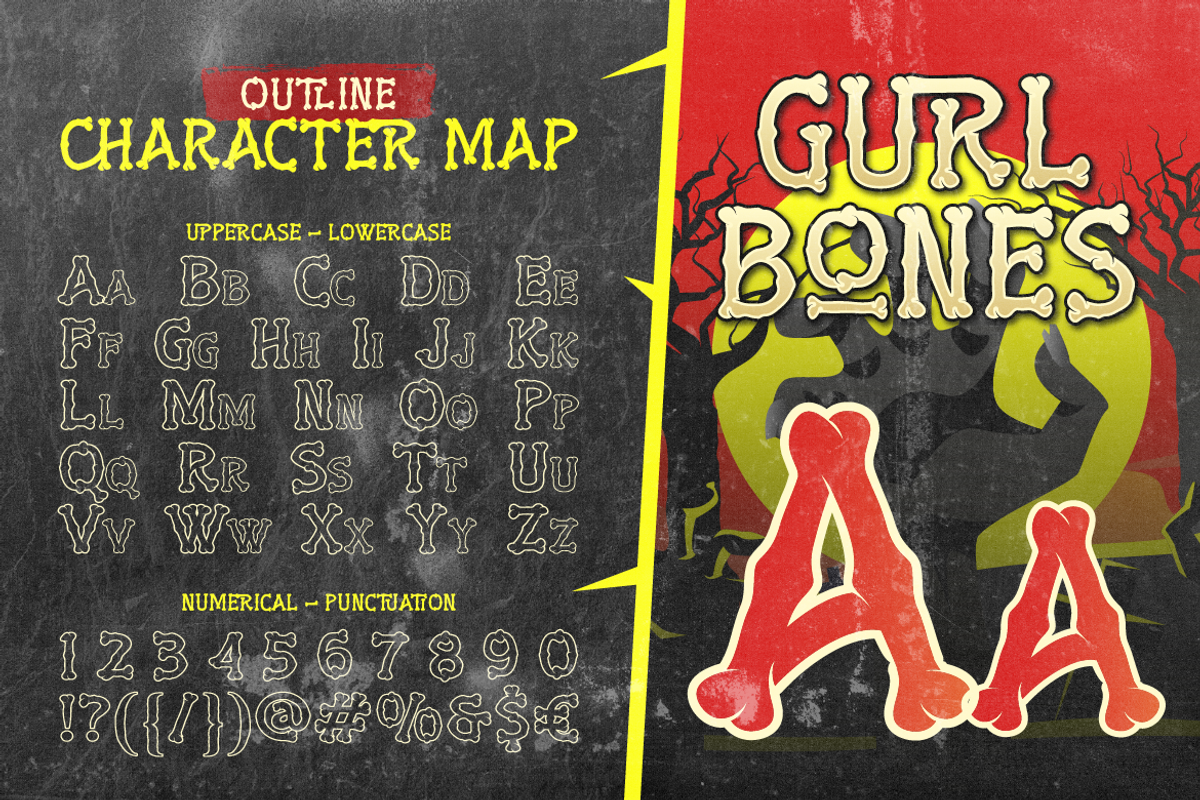 Gurl Bones - Spooky Bone Display, a Symbol Font by Artisan Themes (Photo 5 of 11)