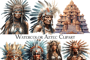 Watercolor Aztec Clipart