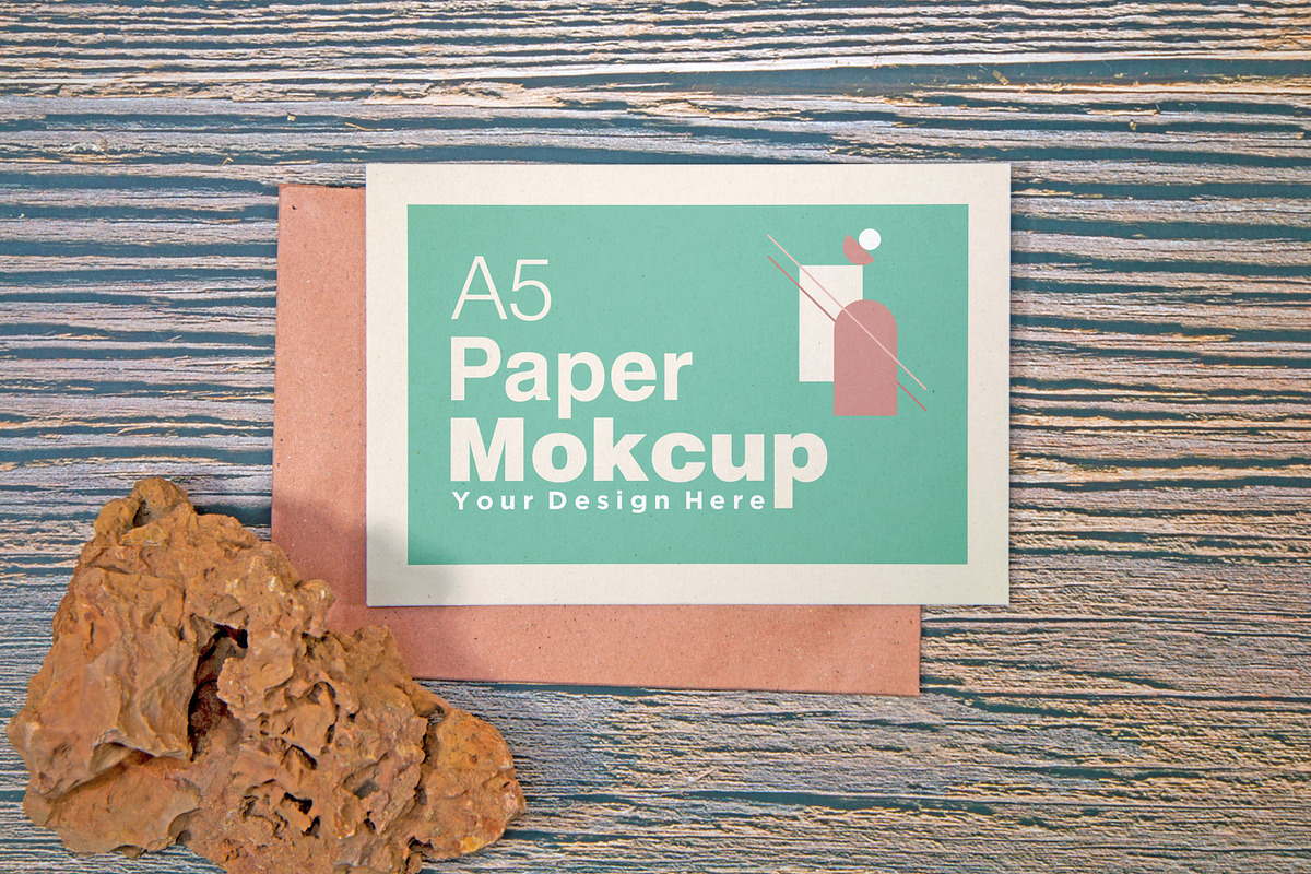 A5 Paper Mockups With Grunge stones, a Print Template by shahsoft (Photo 2 of 3)