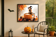 Autumn Witch on Pumpkin Cup, a Seasonal Illustration by Floraphoria (Thumbnail 3 of 14)