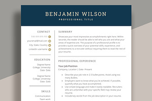 Resume Template CV Template Word