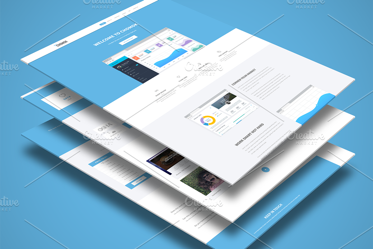 Chomok - Material Landing Page PSD, a Landing Page Template by Pentaclay (Photo 2 of 7)