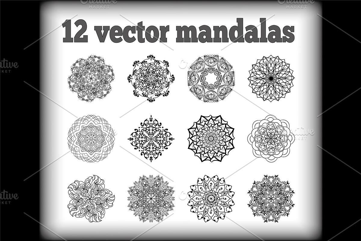 12 vector mandalas, a Pattern Graphic by BEZIL-ART