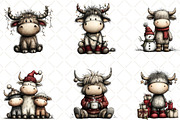 Christmas Highland Cow Clipart, an Illustration by Black Bird Studio (Thumbnail 5 of 6)