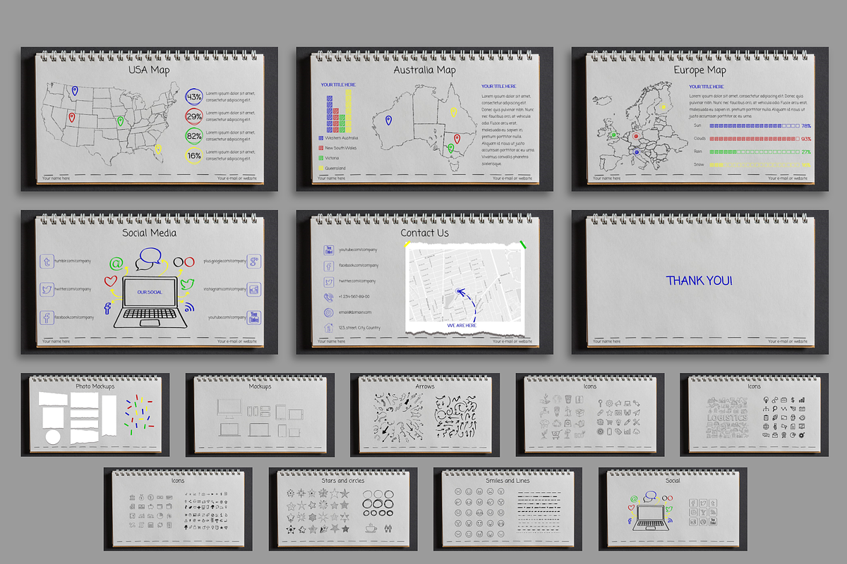 Notebook PowerPoint Template, a Presentation Template by Helga_Design