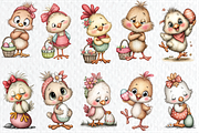 Whimsical Easter Chick Clipart, a Seasonal Illustration by HueNestify (Thumbnail 2 of 3)