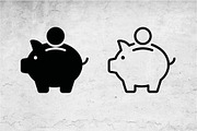 Piggy Bank Money Icons Glyph Outline, an Outline Icon by Artonix (Thumbnail 2 of 2)