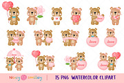 Watercolor Teddy Bear Valentine's, an Animal Illustration by Noey smiley (Thumbnail 2 of 7)
