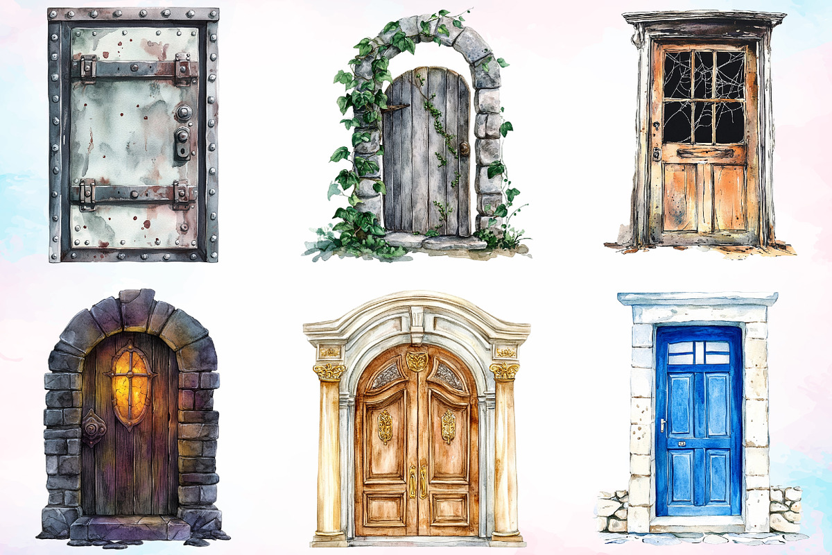 Watercolor Door Clipart Bundle, an Illustration by Canvas Craft (Photo 2 of 3)