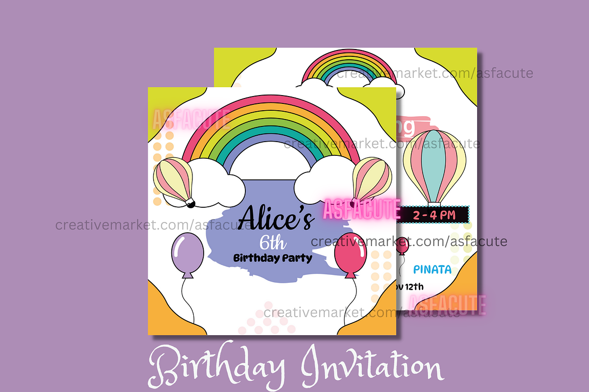 Kids birthday invitation template, an Invitation Template by Asfacute (Photo 1 of 3)