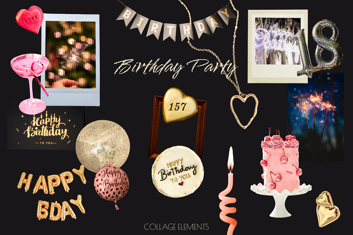 Birthday Party Collage Elements, an Object Graphic by Anzhelika (Photo 1 of 10)
