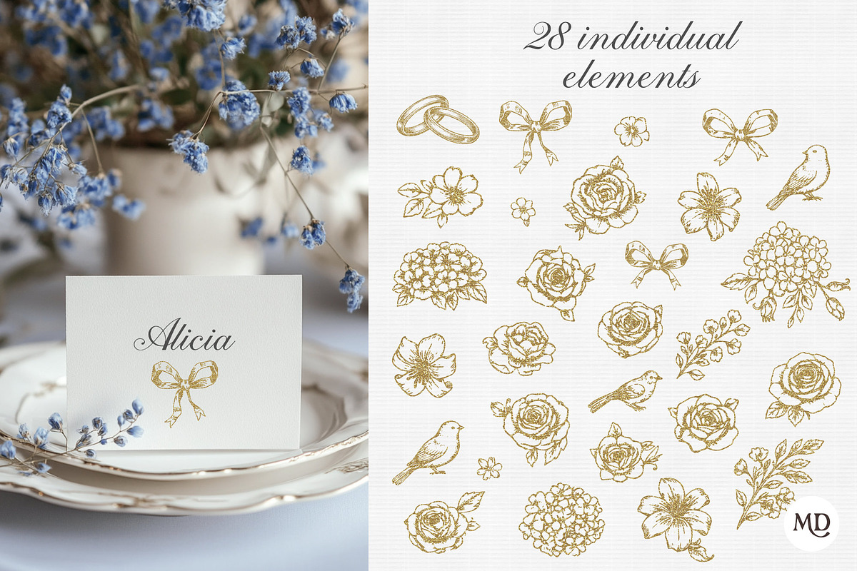 Golden Baroque Wedding collection, a Decorative Illustration by marie dricot (Photo 6 of 9)