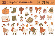 Cozy Goose Fall Vector Clipart Pack, an Animal Illustration by NataKa (Thumbnail 2 of 4)