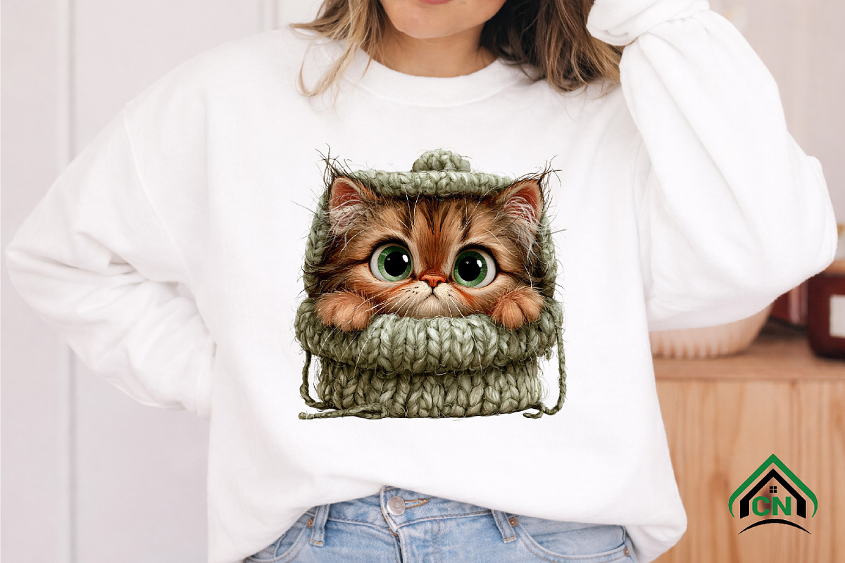Whimsical Peeking Cat Clipart, a Seasonal Illustration by Craft Nest (Photo 7 of 10)