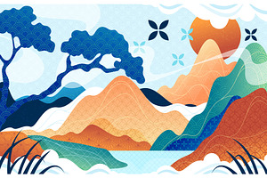 Vector japanese oriental background, an Illustration by Elegant Solution