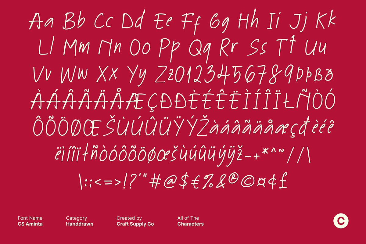 CS Aminta – Handwriting Font, a Handwritten Font by Craft Supply Co. (Photo 8 of 8)