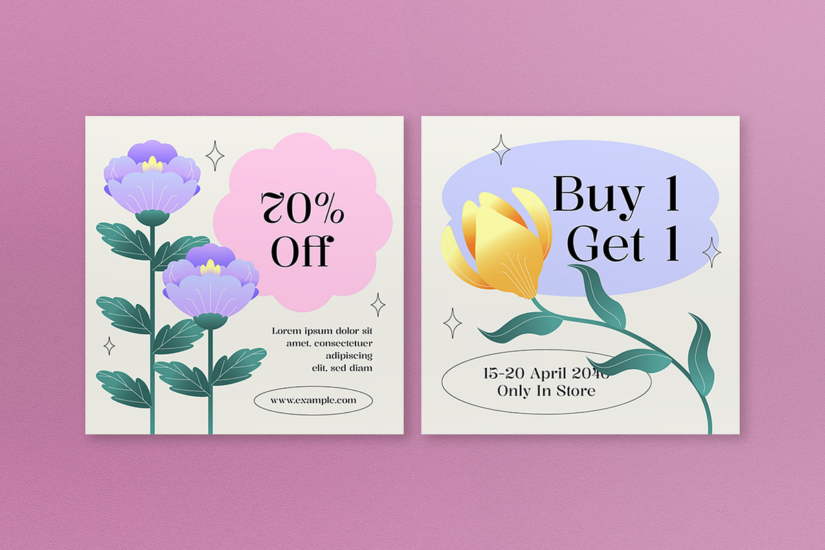 Pink Floral Spring Square Banner, an UI Kit Template by graphicook (Photo 4 of 5)