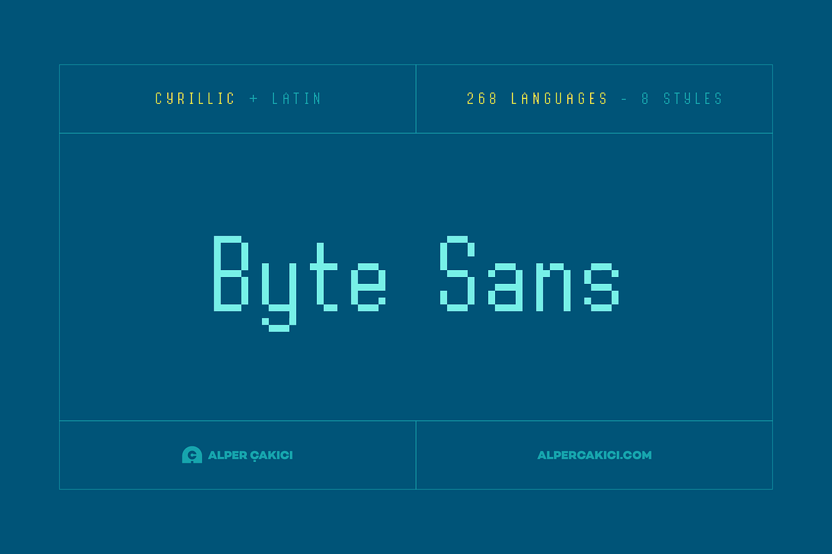 Byte Sans Pixel Font Family, a Font by alpercakici (Photo 13 of 13)