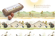 Poultry Yard Watercolors Farm Birds, an Animal Illustration by Elena Malgina Clipart (Thumbnail 5 of 7)