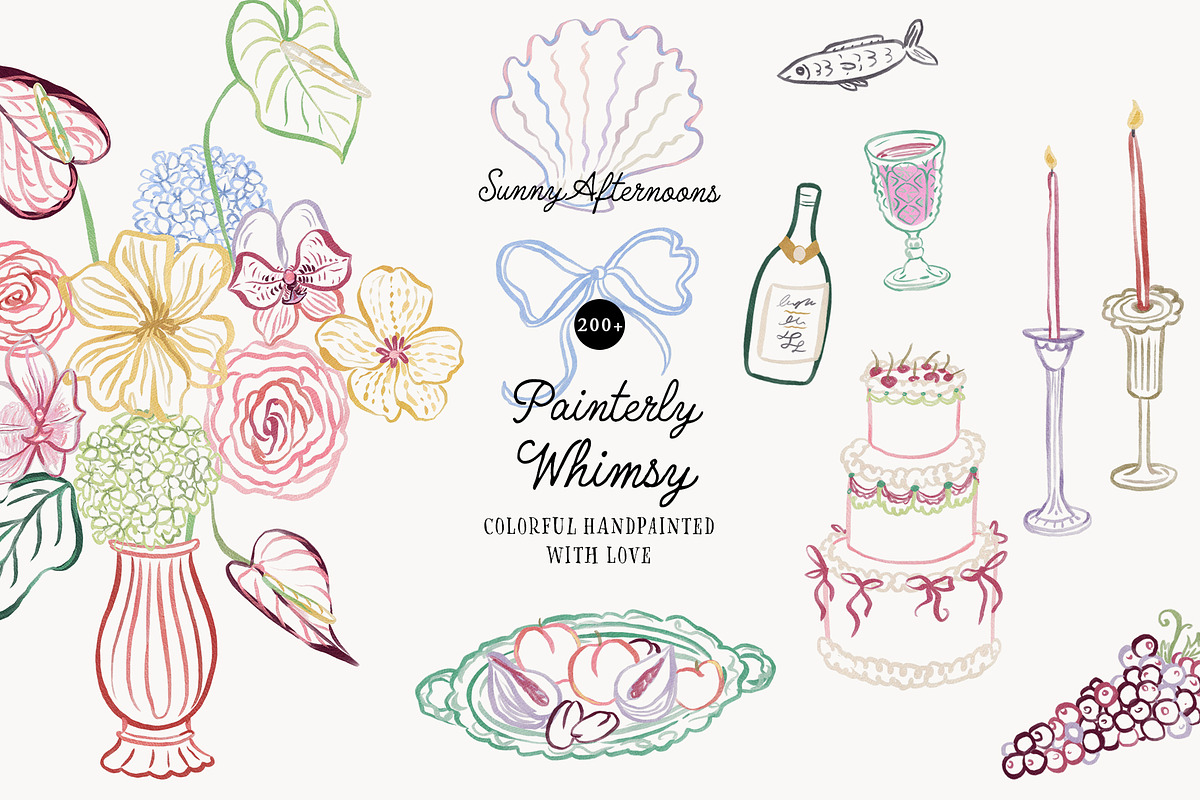 Painterly Whimsy Summer Party Icons, an Illustration by SunnyAfternoons (Photo 1 of 13)
