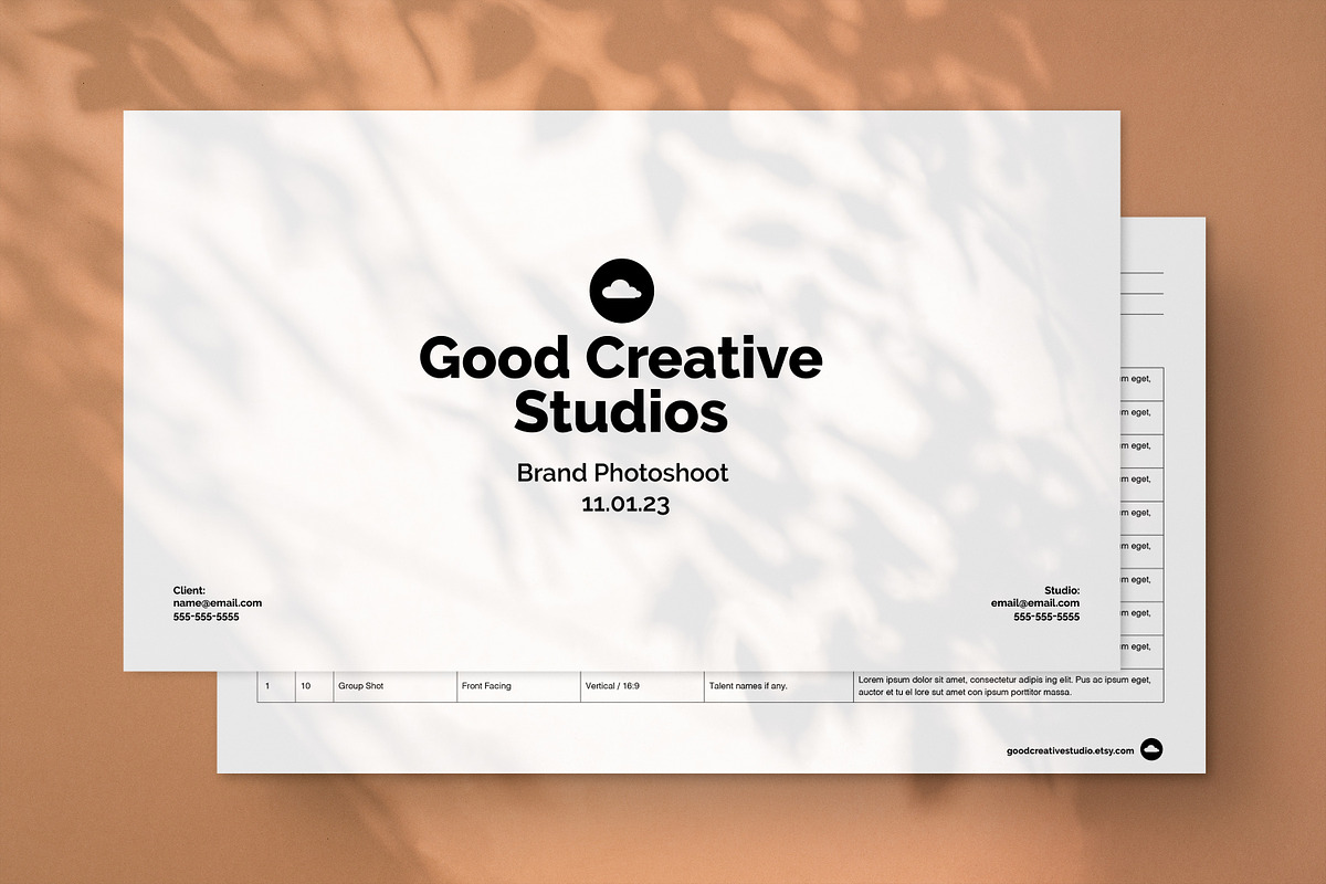 Photoshoot Shot List Template, a Marketing Template by Good Creative Studio (Photo 4 of 6)