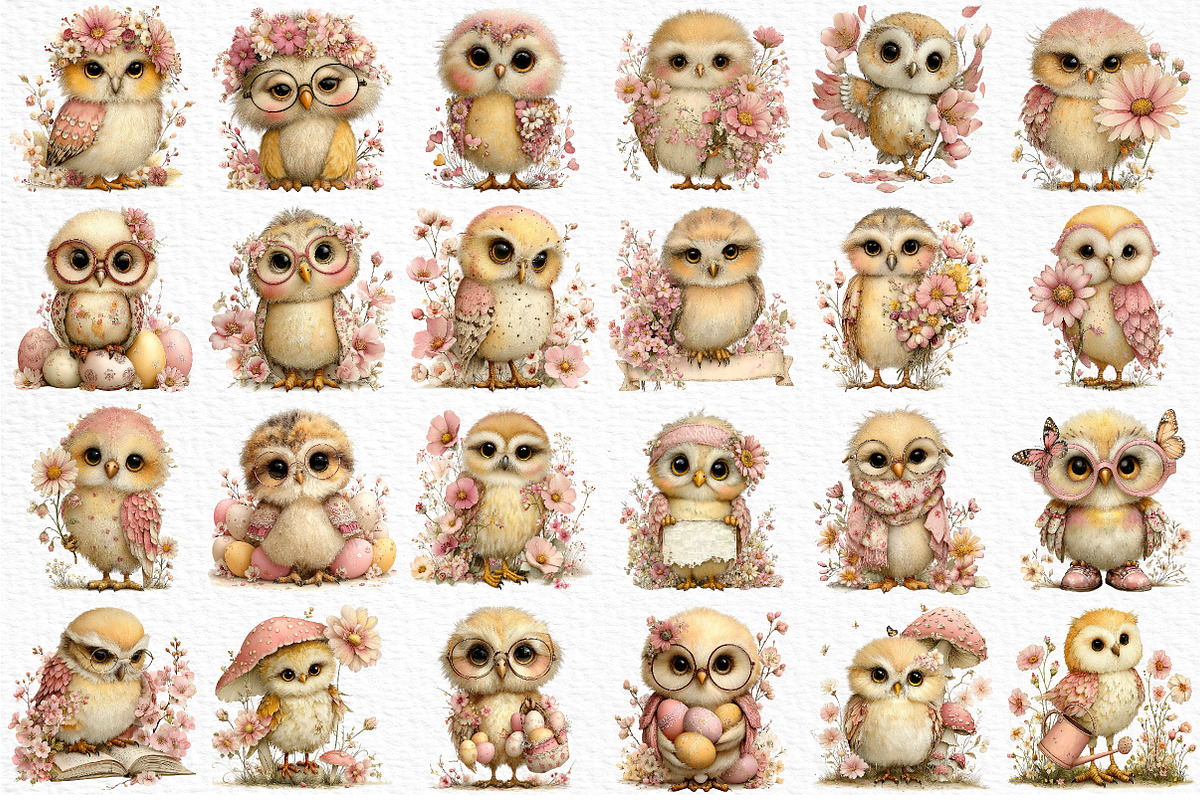 Funny Spring Owl Clipart, an Illustration by Craft Nest (Photo 6 of 12)