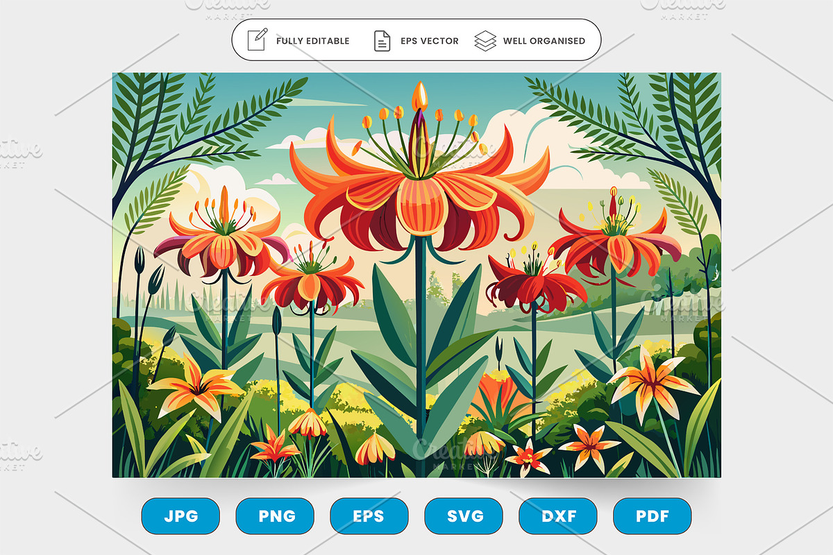 Regal crown imperial lilies towering, a Graphic by SaroStock